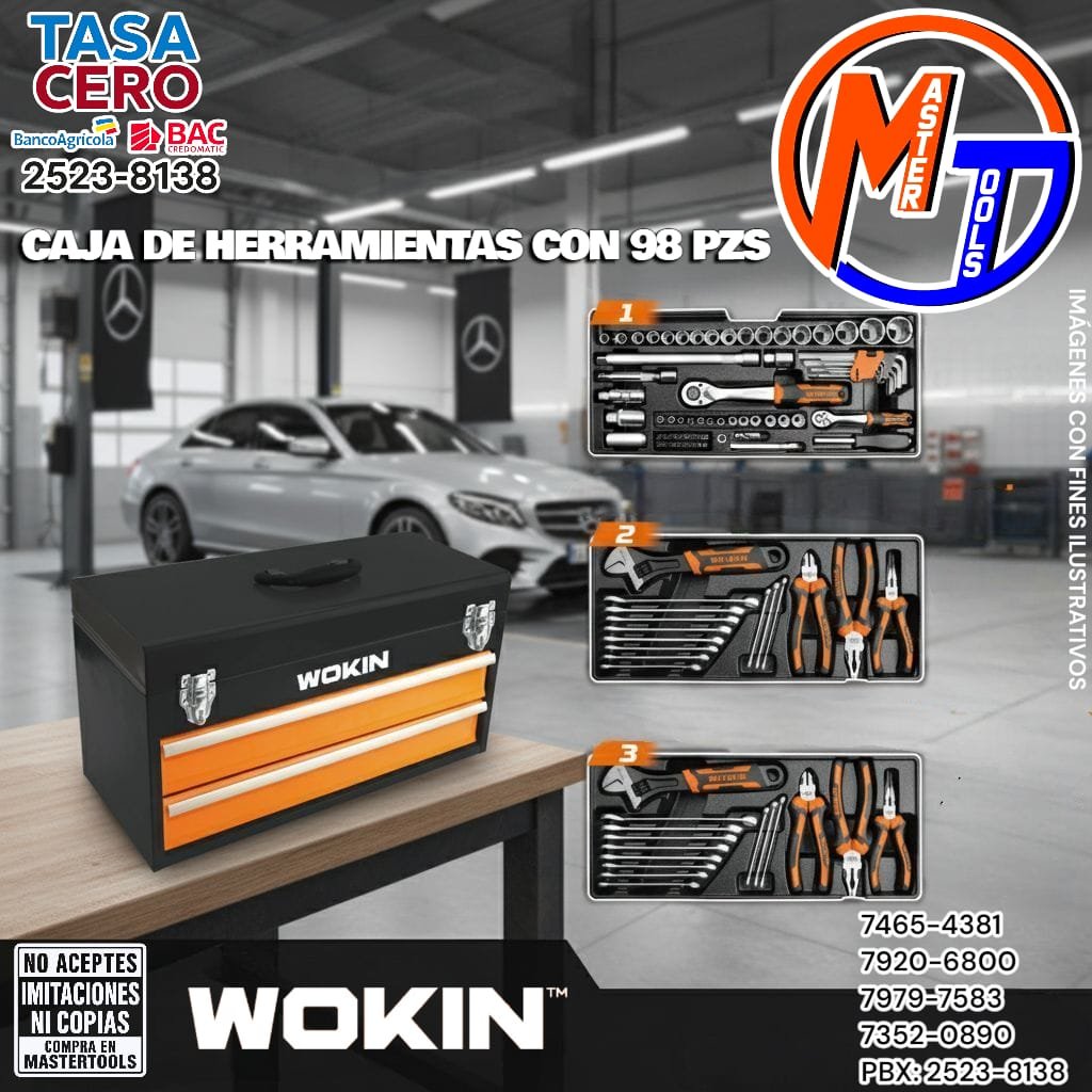 CAJA DE HERRAMIENTAS METALICA DE 98 PIEZAS WOKIN