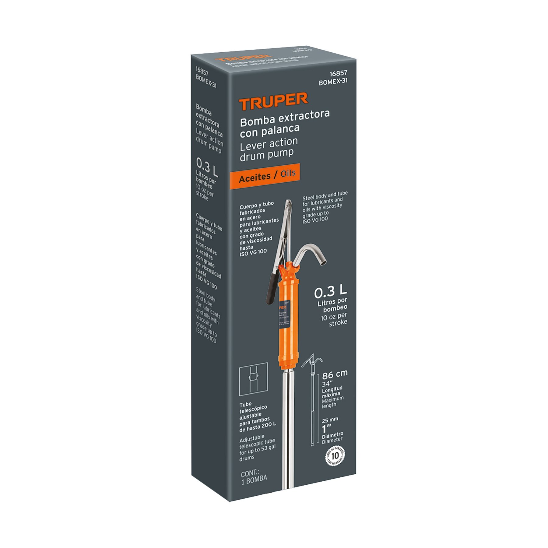 Bomba extractora de aceites con palanca, Truper 16857 - Imagen 4