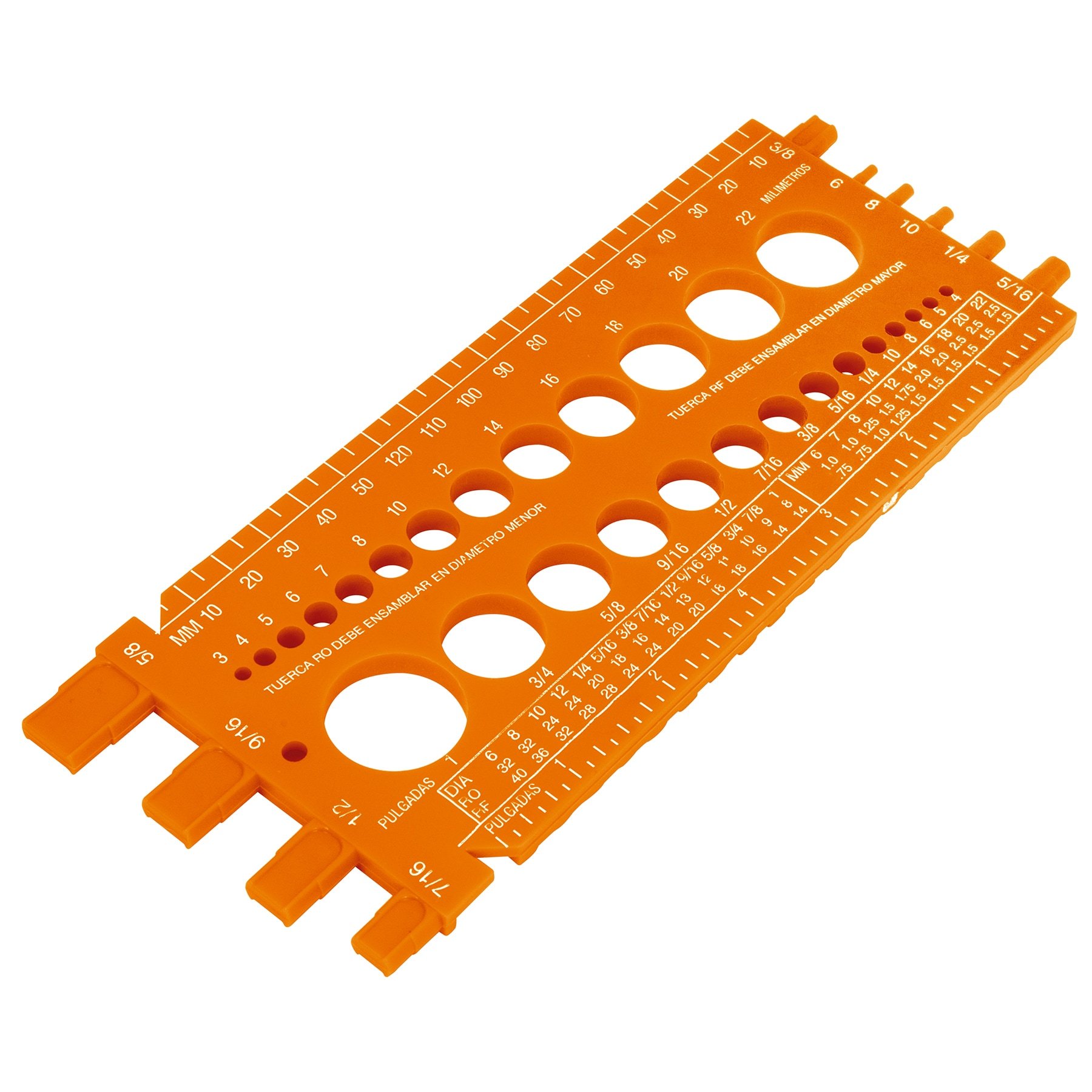 Regleta medidora de tuercas y tornillos, std y mm, TRUPER 10811