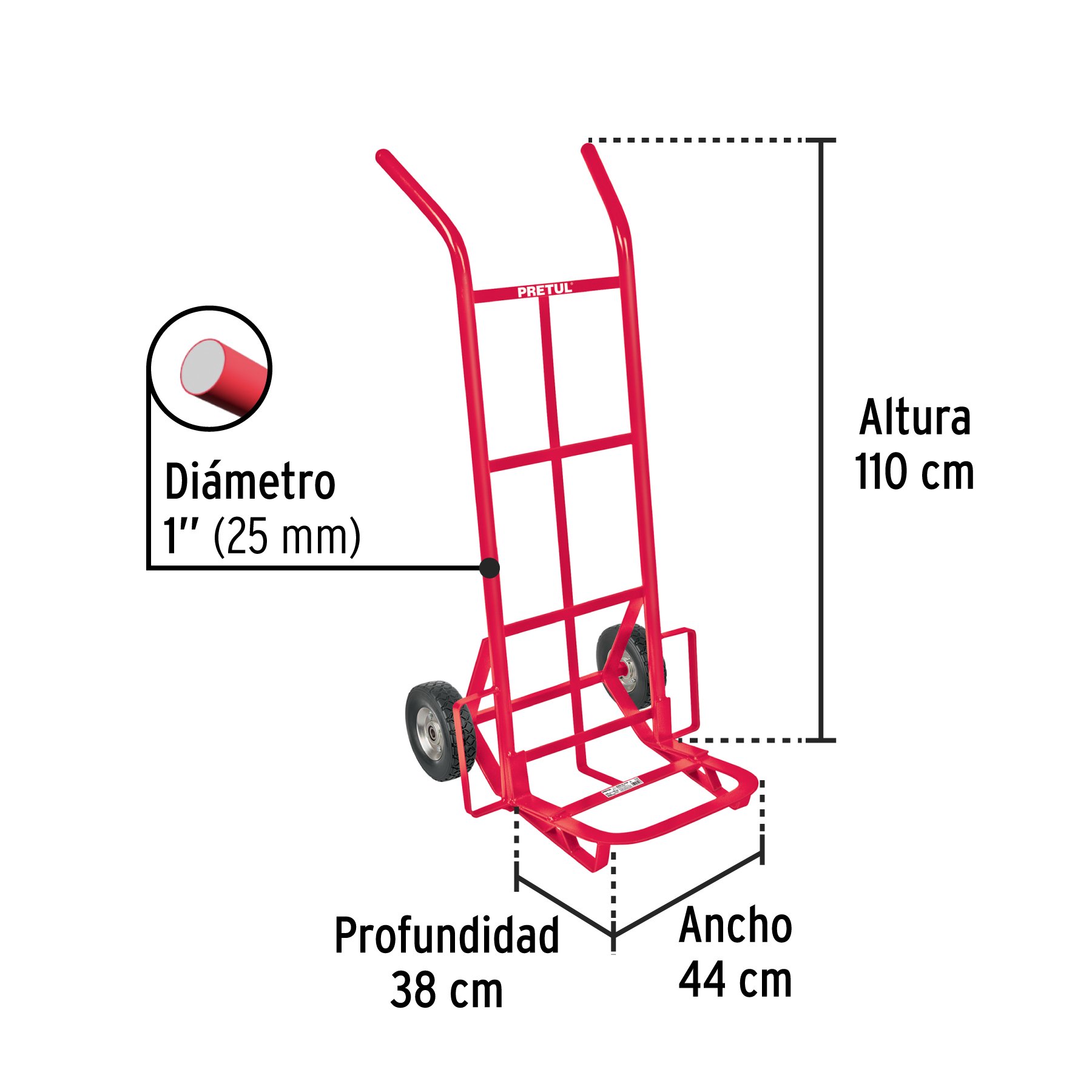 Diablo de carga de 200 kg, ruedas sólidas, balero sencillo 44476